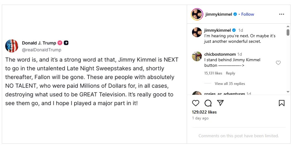 Mocking Jimmy Kimmel Trolls Trump After His Risk That Kimmel’s Present Is “Subsequent To Go”