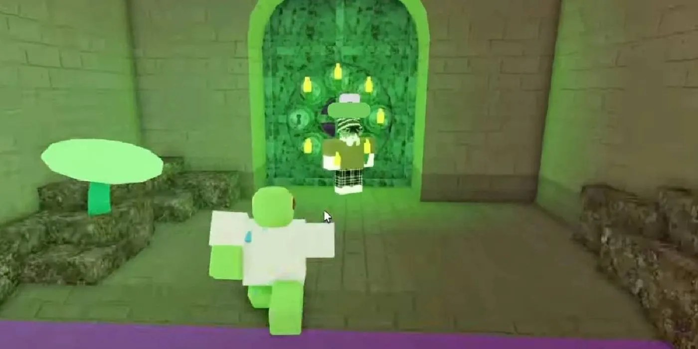 Roblox 99 noches en la puerta de la llave de la rana del bosque desde la actualización de la invasión de Frog