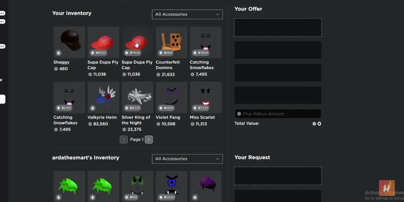 Trade Roblox Roblox Trade Menu 