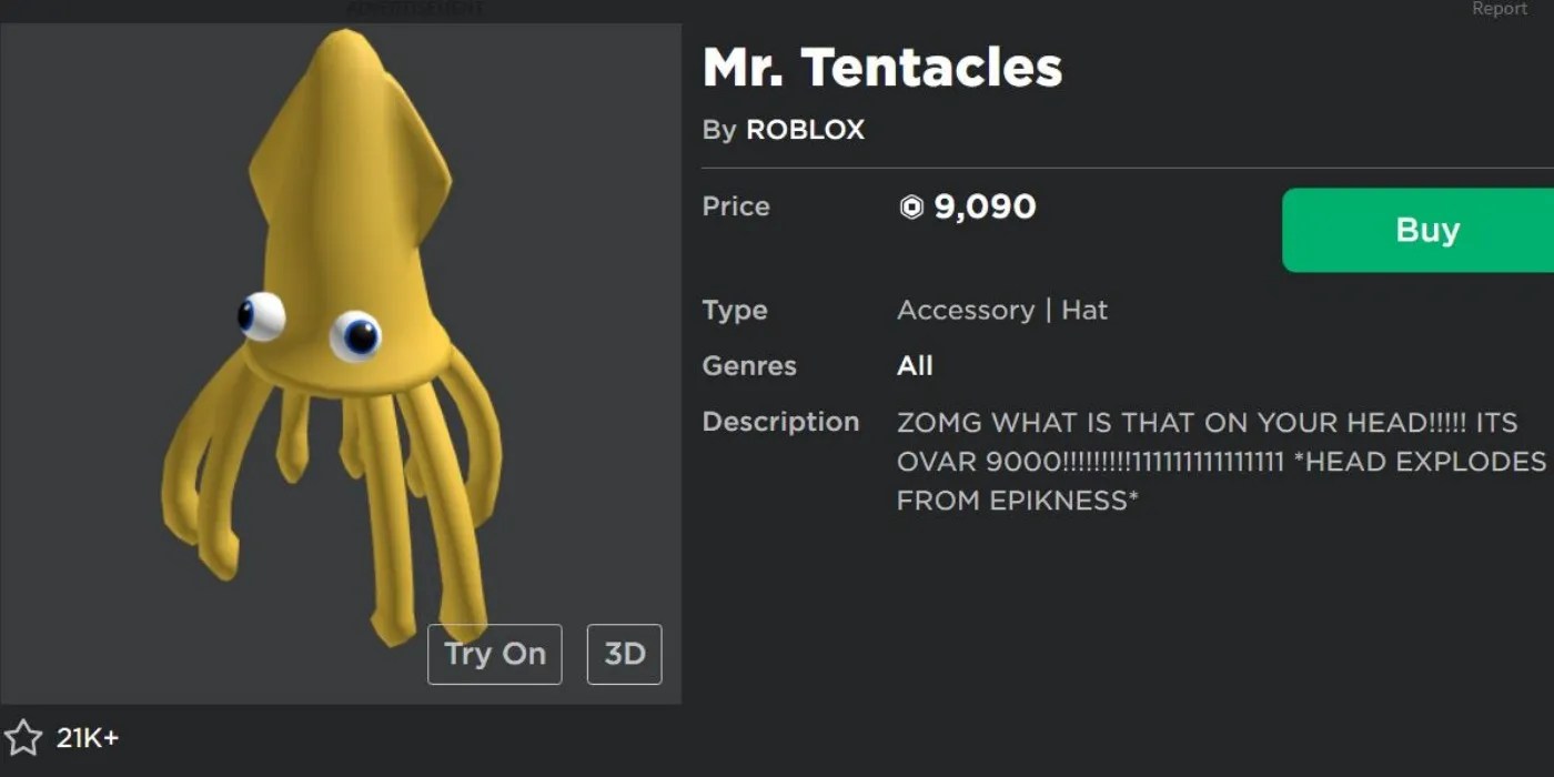 Roblox 15 Most Expensive Catalog Items 2026 Roblox Mr. Tentacles 