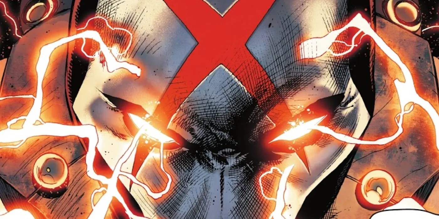 A close up on Red X's mask.
