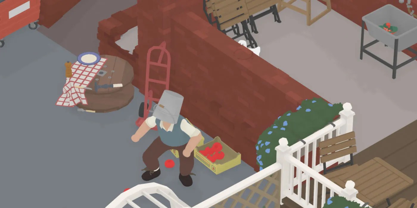 On the northern side of the dining area attached to the pub is a sink with a toy boat on it. Untitled Goose Game Problems At The Pub Walkthrough