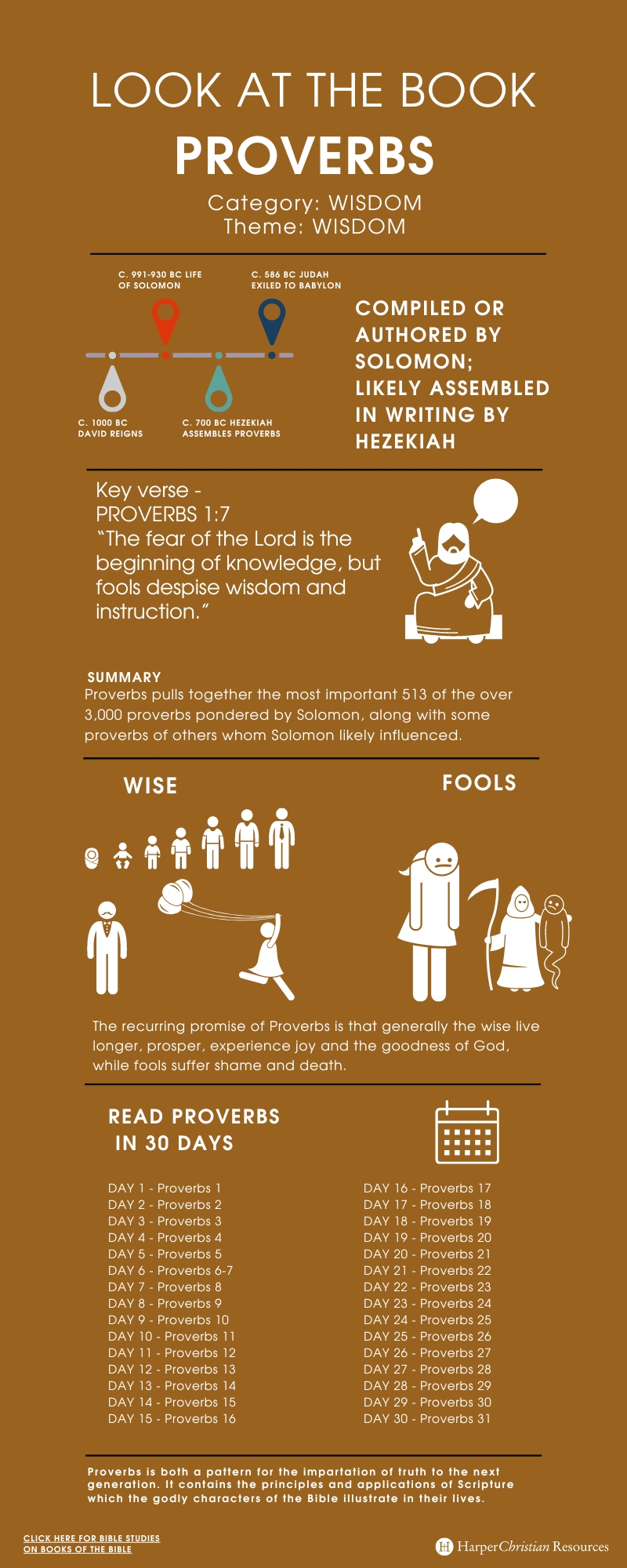 Infographic depicting major themes and content from Proverbs