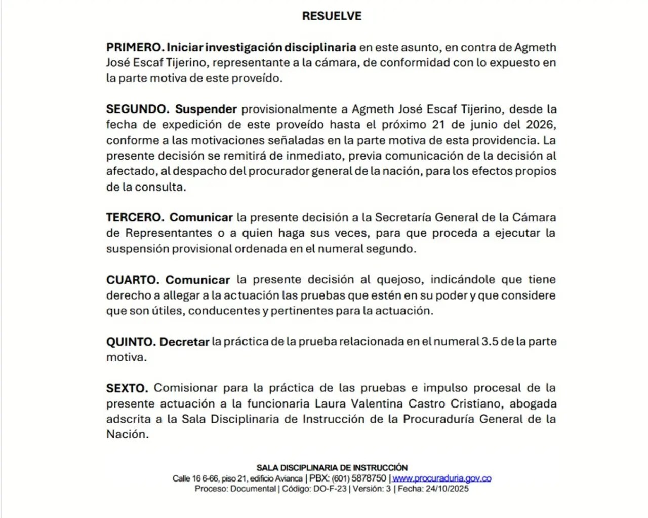 La Fiscalía suspende a la diputada Agmeth Escaf por insultar a Abelardo de La Espriella 3 agmet2 1