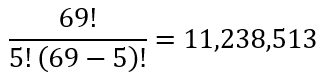 Example calculations for winning the Powerball basic game using combinations.