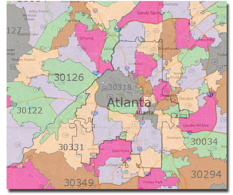 Map Of Atlanta Zip Codes