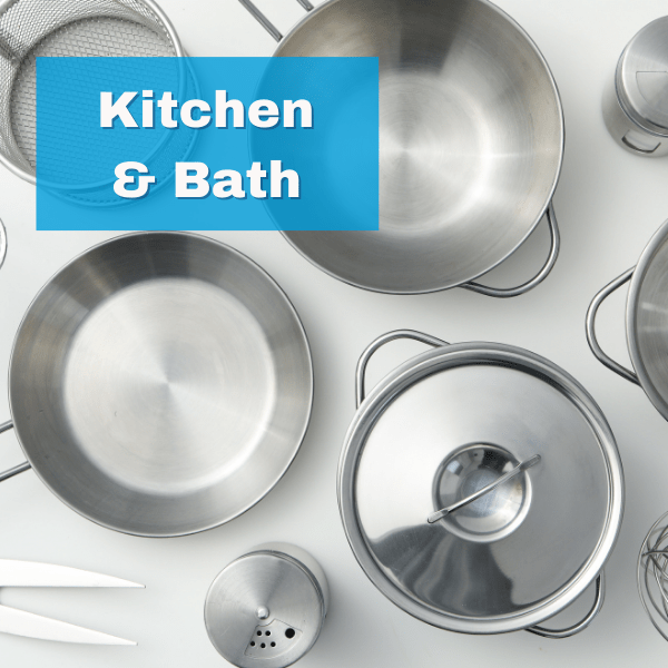 Stainless steel cookware for kitchen and bath category