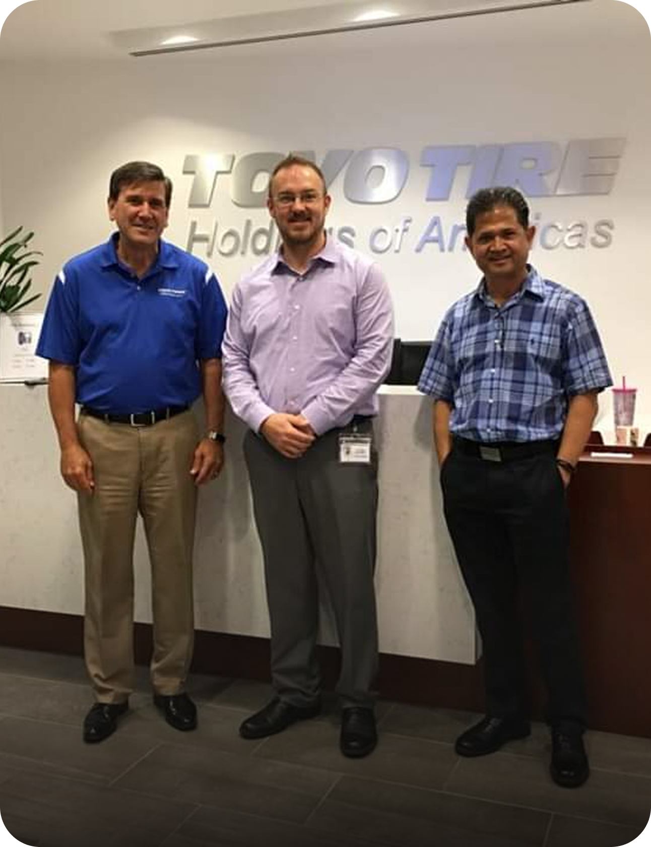Dustin Emerson with CIO Jim DiMarzio and Manager Kai Sookwongse at Toyo Tires