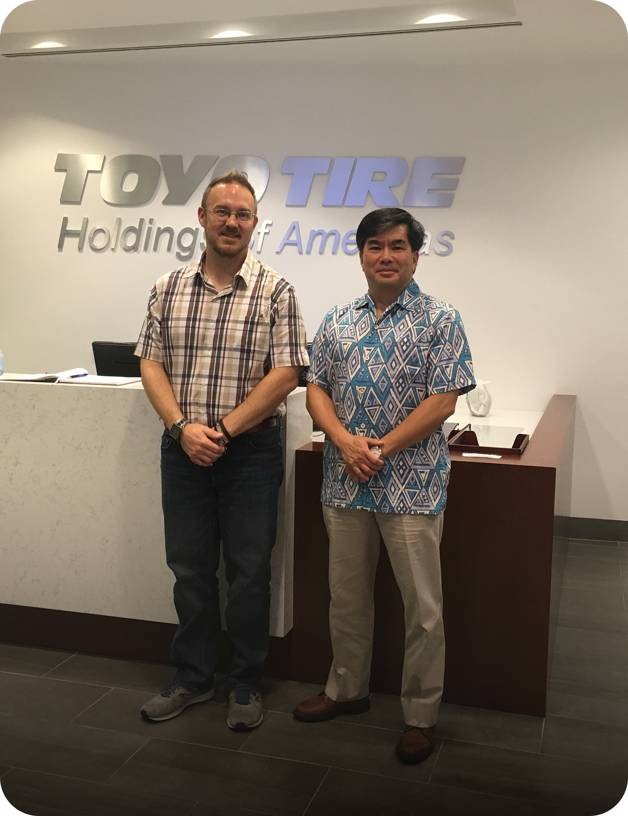 Dustin Emerson with Iori Suzuki (CEO of Toyo Tires)