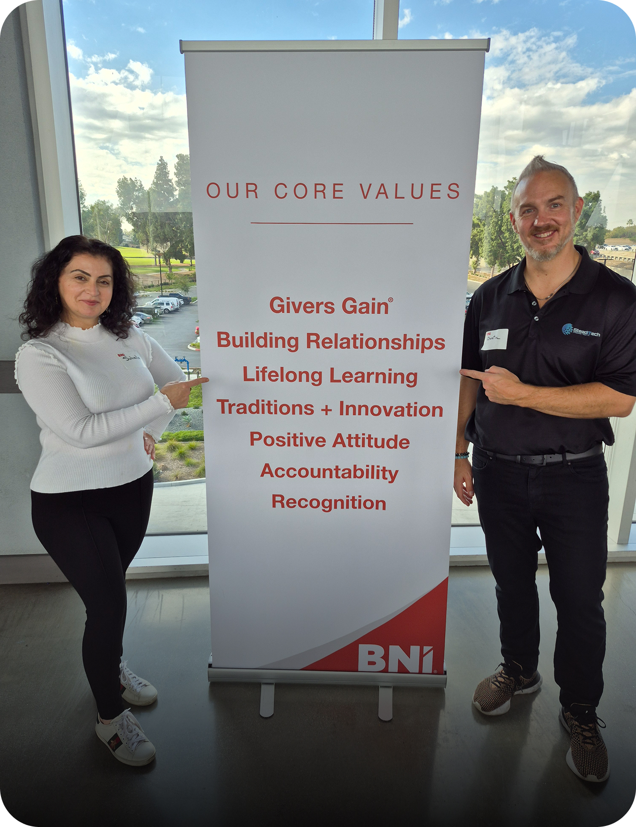 Dustin Emerson with Suhaila Sabir (BNI President)