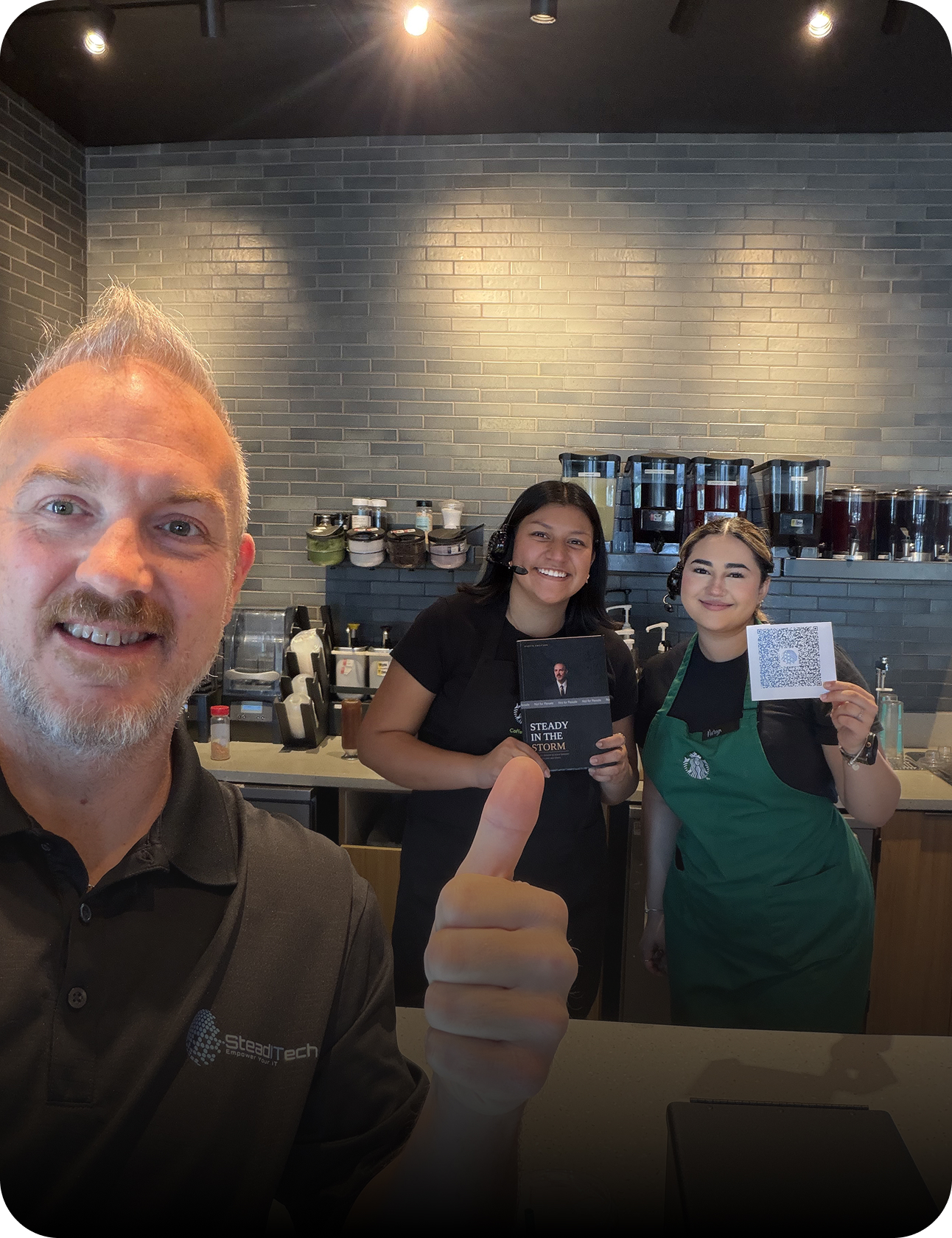 Dustin Emerson promoting new book with Starbucks family