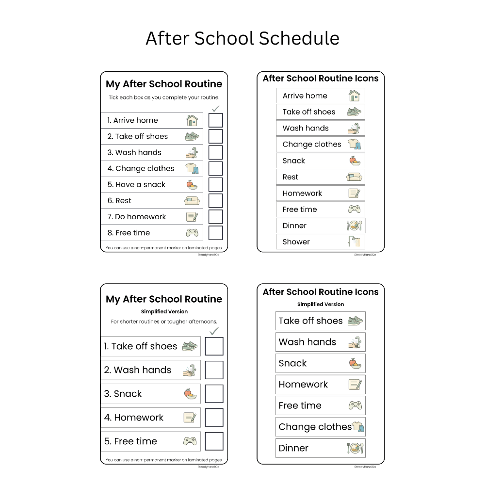 After-School Routine Visual Schedule + Icons