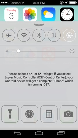 Espier는 ios 7을 제공합니다 notification center 제어 center 안드로이드 시스템에서