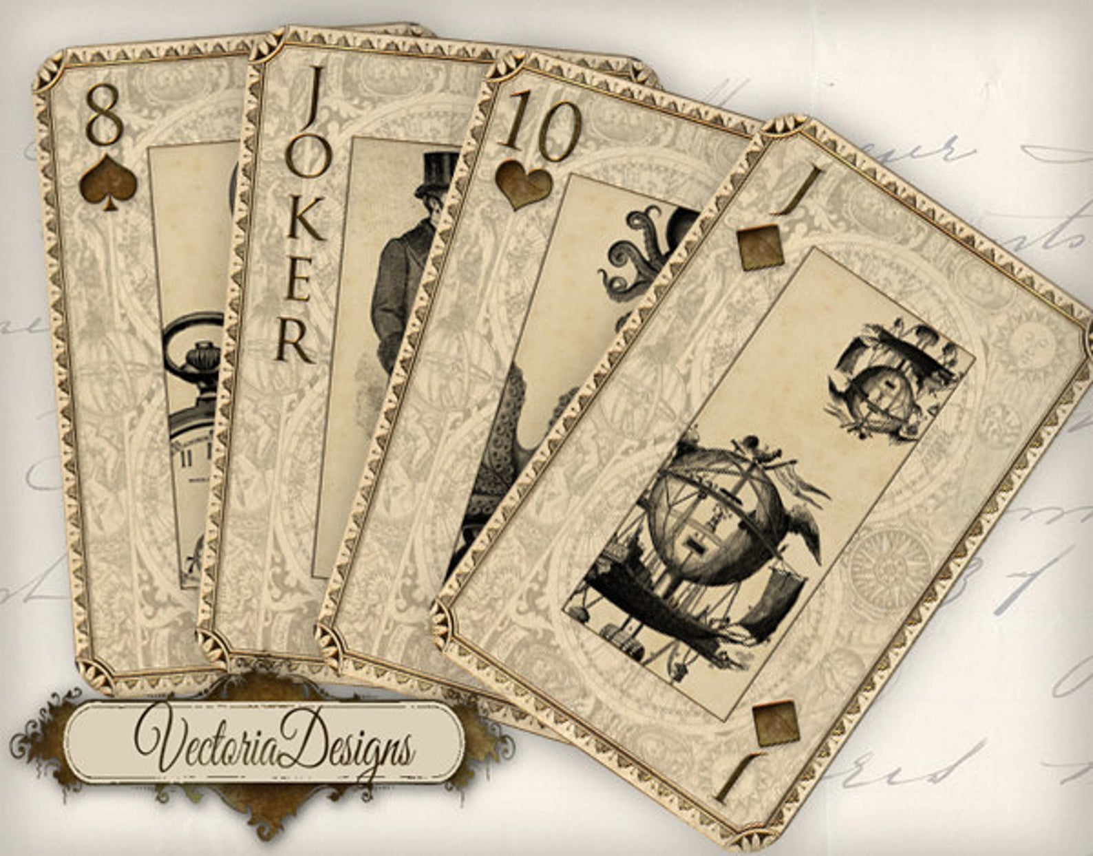 A steampunk-themed deck of cards.