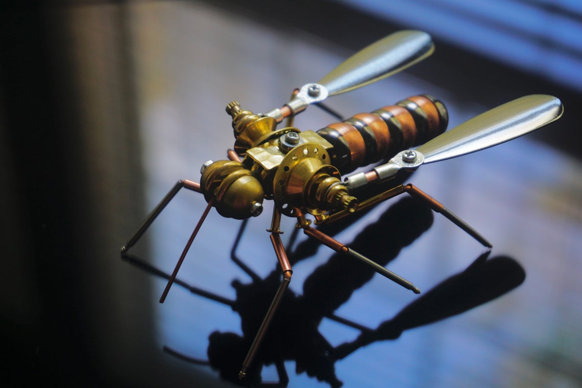 Mosquito: A Metallic Cyborg Insect. Steampunk 4