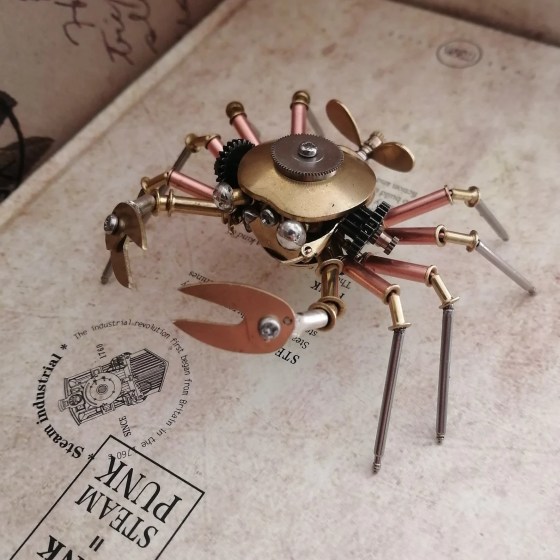 Mechanical Steampunk Crab Sculpture.