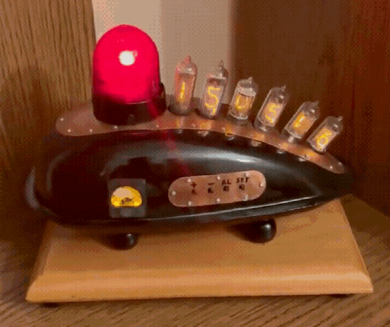 Fuel tank Nixie tube clock by CClocksDesign. GIF
