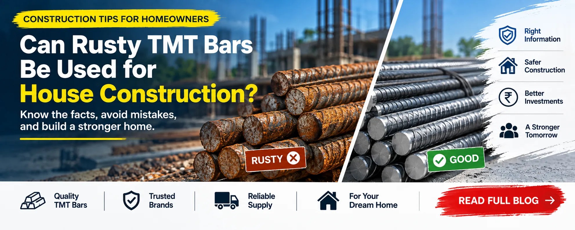 Can Rusty TMT Bars Be Used for House Construction?