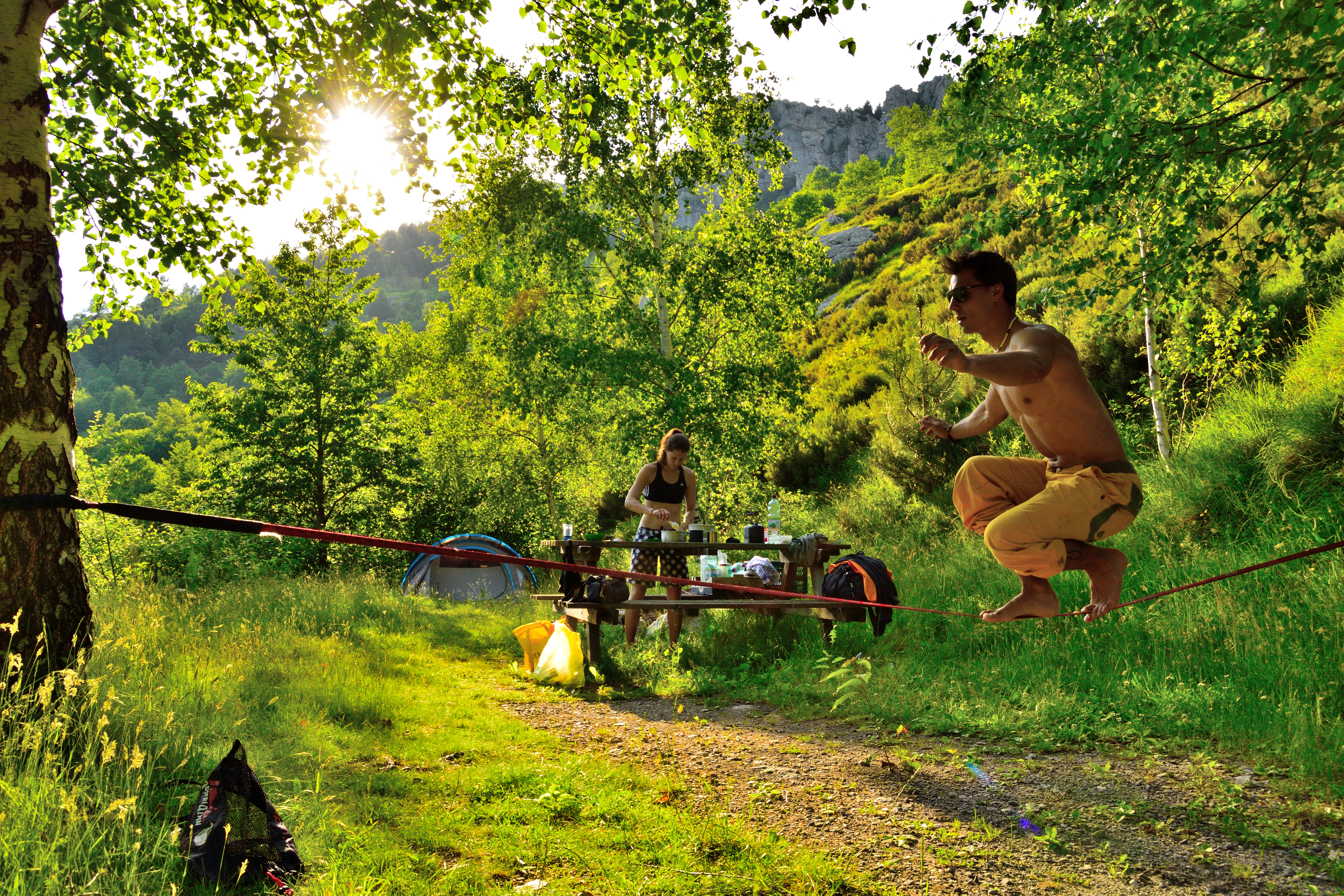 Unser Schlafplatz im Sonnenuntergang