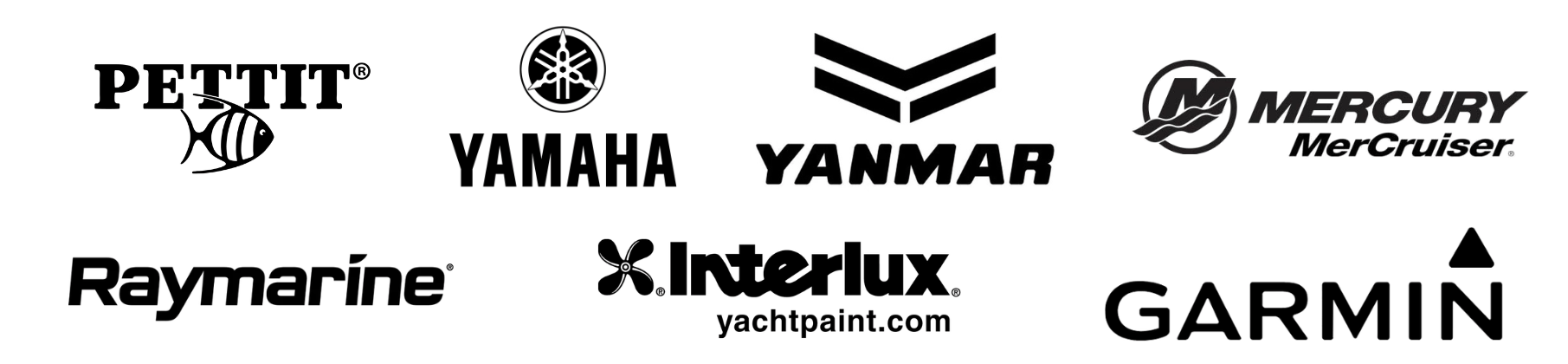 Logos of the boat and engine manufacturers Stella Marine Services works on