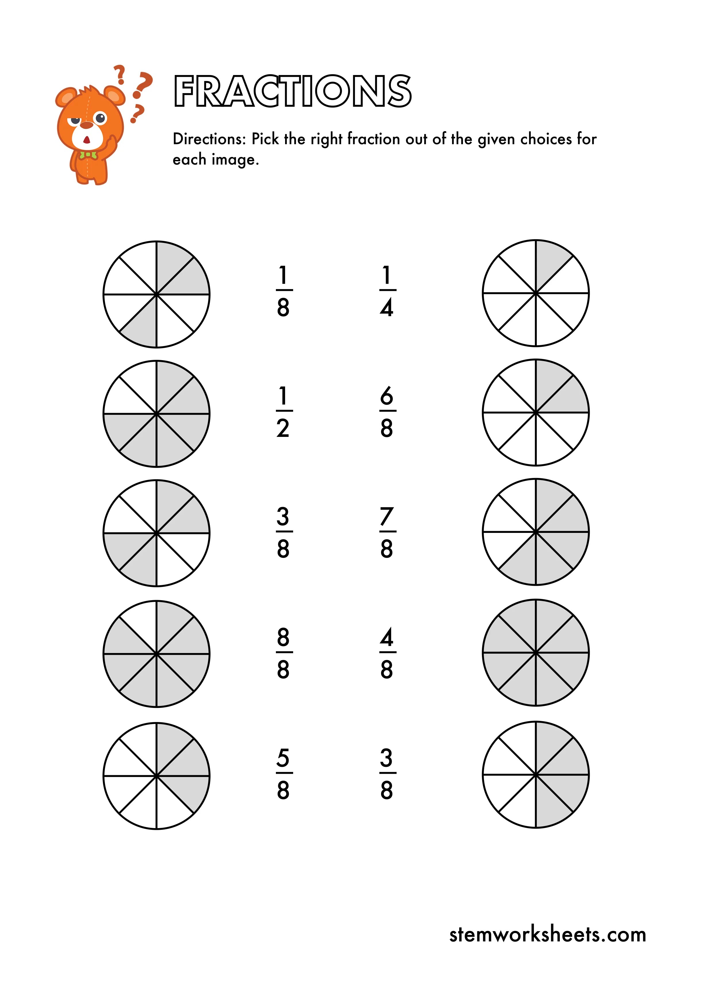Free Fractions Pack 1 Stemworksheets
