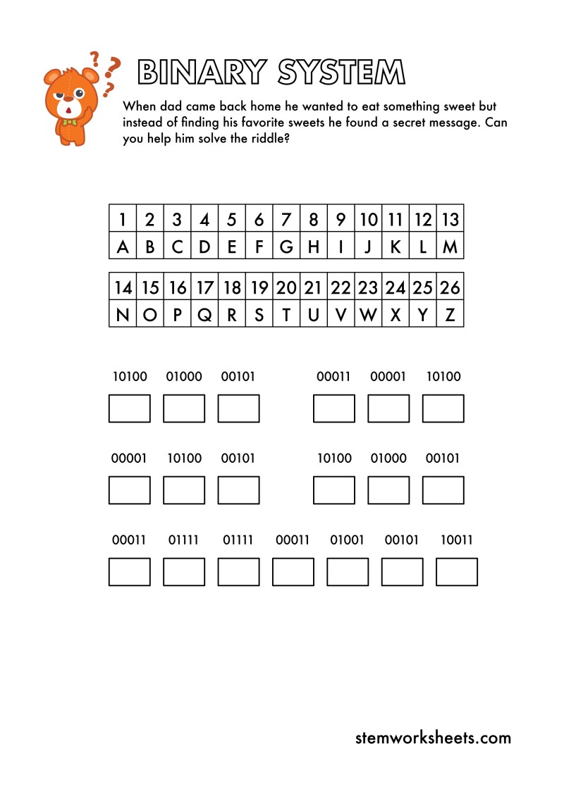Free Binary System Pack 1 Stemworksheets - Perfect 4K Colorful Designs | Free Download