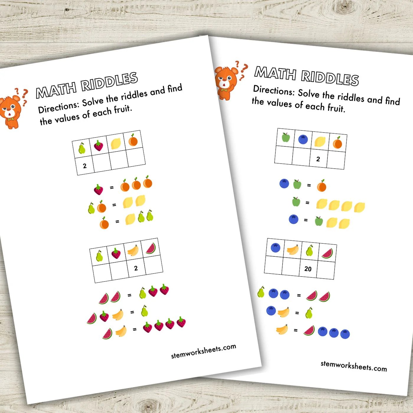 Free Math Riddles Pack 1 Stemworksheets