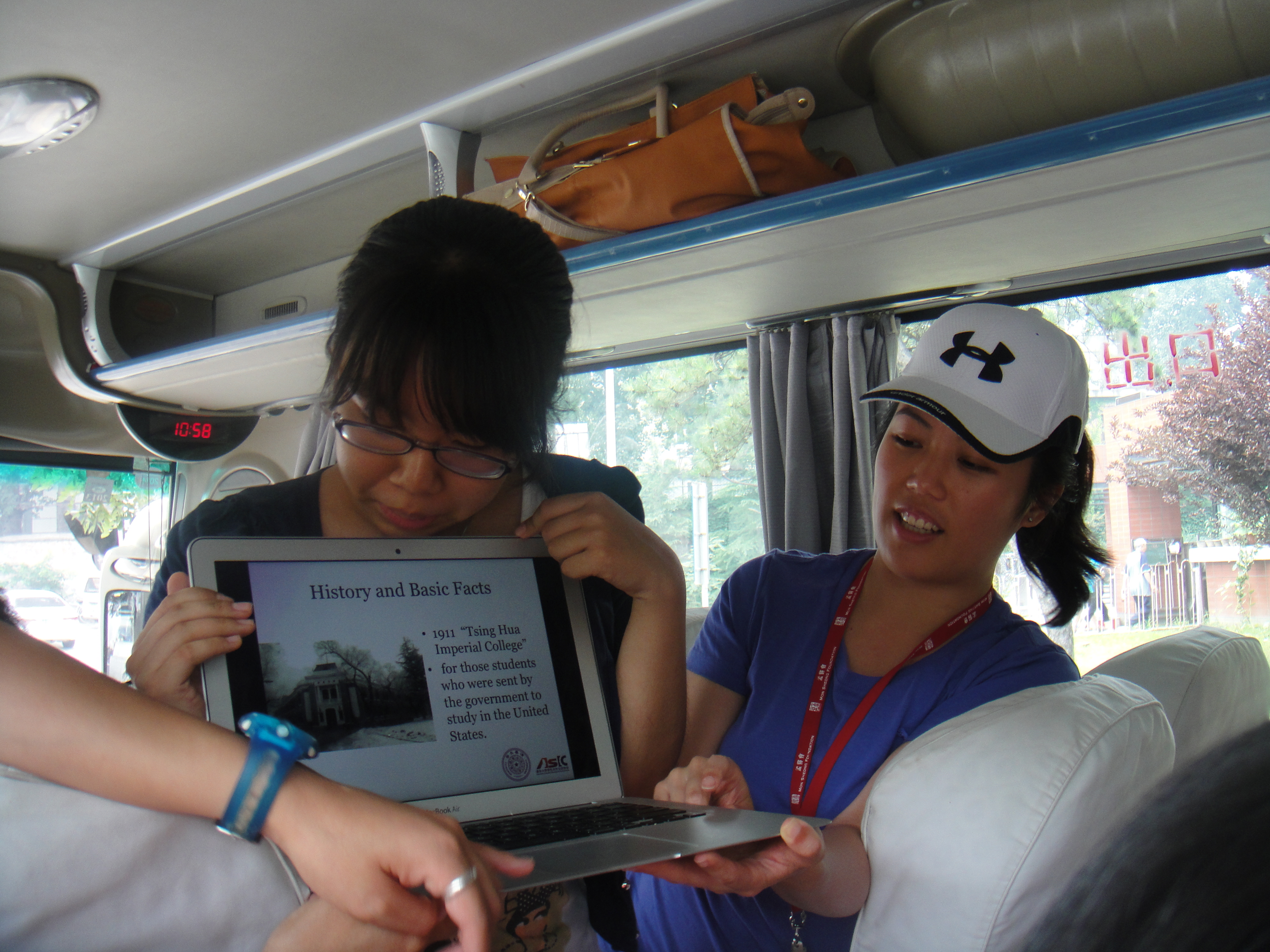 Denial of entering the university meant that the students came out to our tour bus instead to show their presentation for us