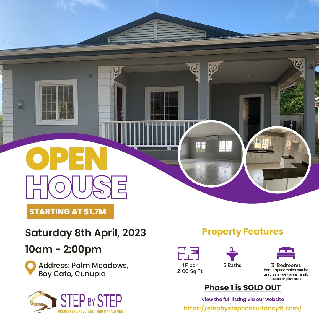 Open House Boy Cato Road, Cunupia Step By Step Property Consultancy