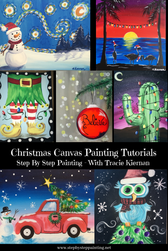 Winter &amp; Christmas Canvas Paintings - Step By Step Painting