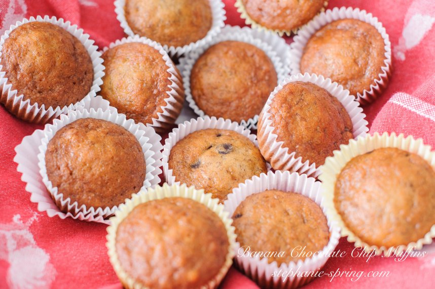 Banana Chocolate Chip Muffins stephanie-spring.com