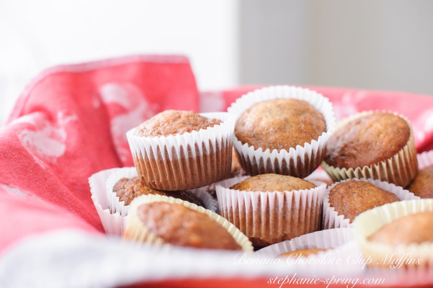 Banana Chocolate Chip Muffins stephanie-spring.com