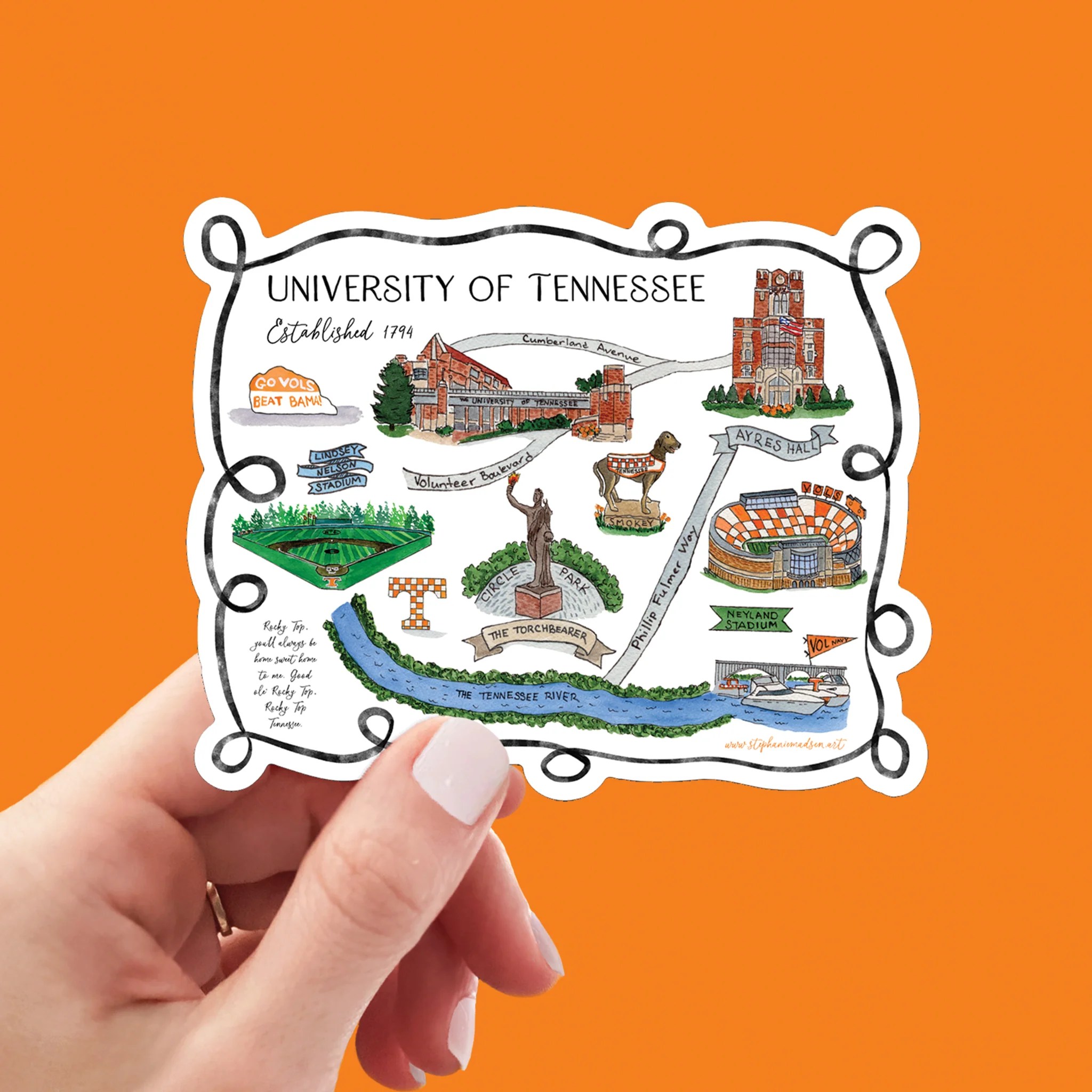 Magnets And Stickers Illustrated Map Of The University Of Tennessee 