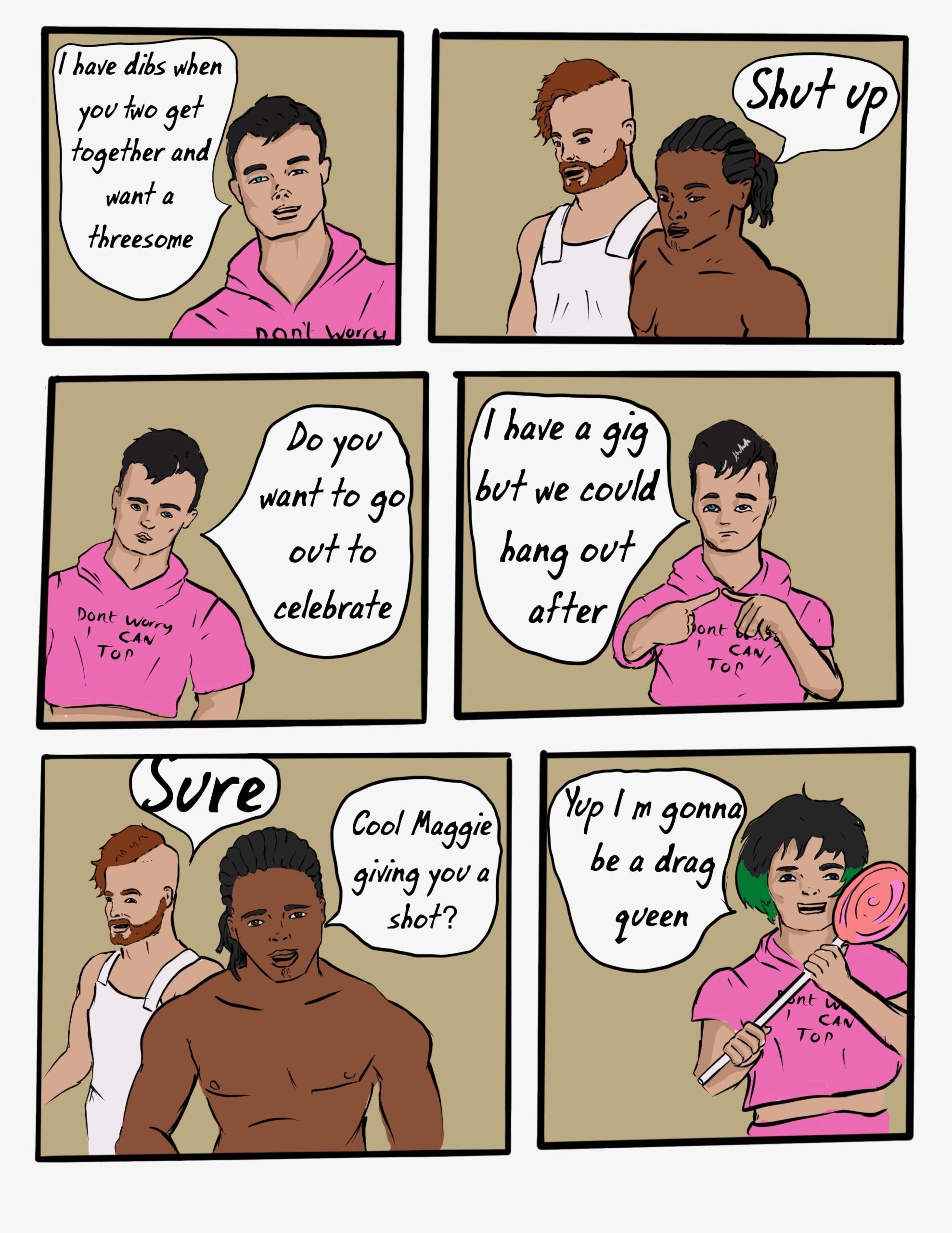 Colin invites the guys to a drag show. 