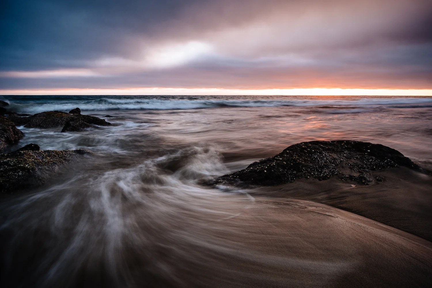 Newport Beach Sunset. Shot from a low perspective on a tripod using the LCD display.