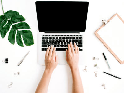 typing on a laptop
