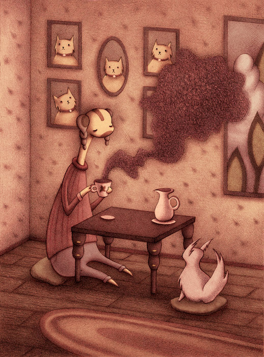 Winston having Coffee