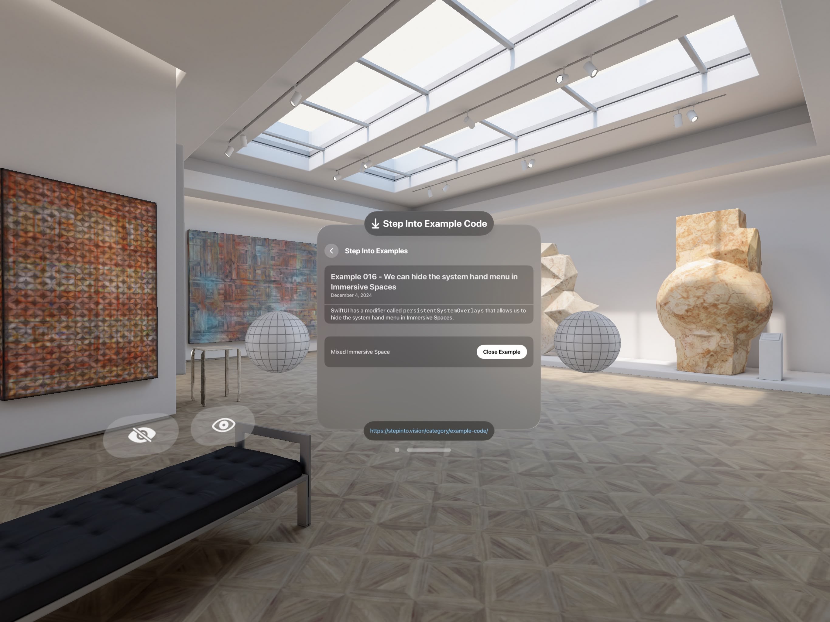 How to show or hide the system hand menu in immersive spaces