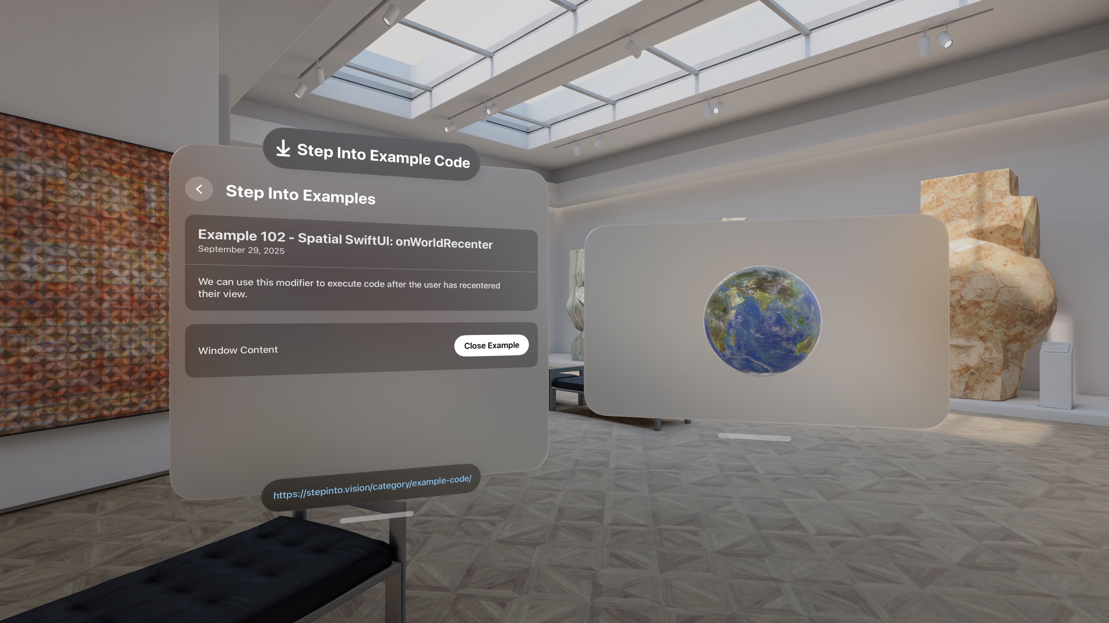 Spatial SwiftUI: onWorldRecenter