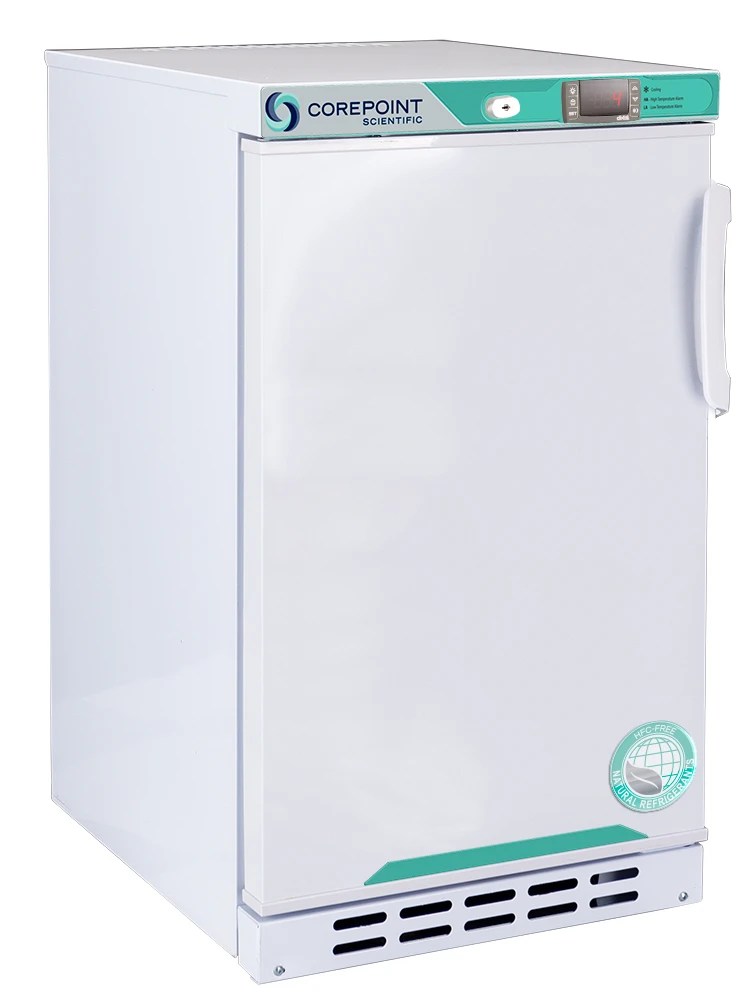 Corepoint Scientific White Diamond Series Undercounter Refrigerator, Built-In, 2.5 Cu. Ft., Solid Do