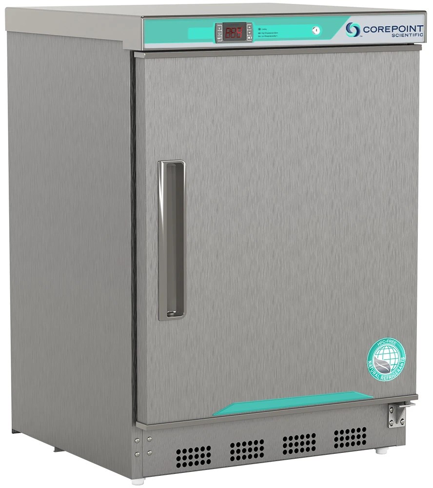 Corepoint Scientific White Diamond Series Undercounter Refrigerator, Built-In, 4.5 Cu. Ft., Solid St