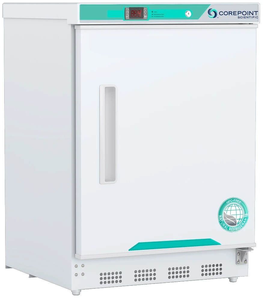 Corepoint Scientific White Diamond Series Undercounter Refrigerator, Built-In, 4.6 Cu. Ft., Solid Do