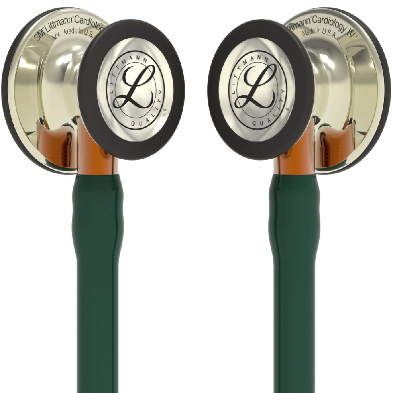 Stethoscope Littmann Cardiology IV Hunter Green Champagne Orange Stem 6206