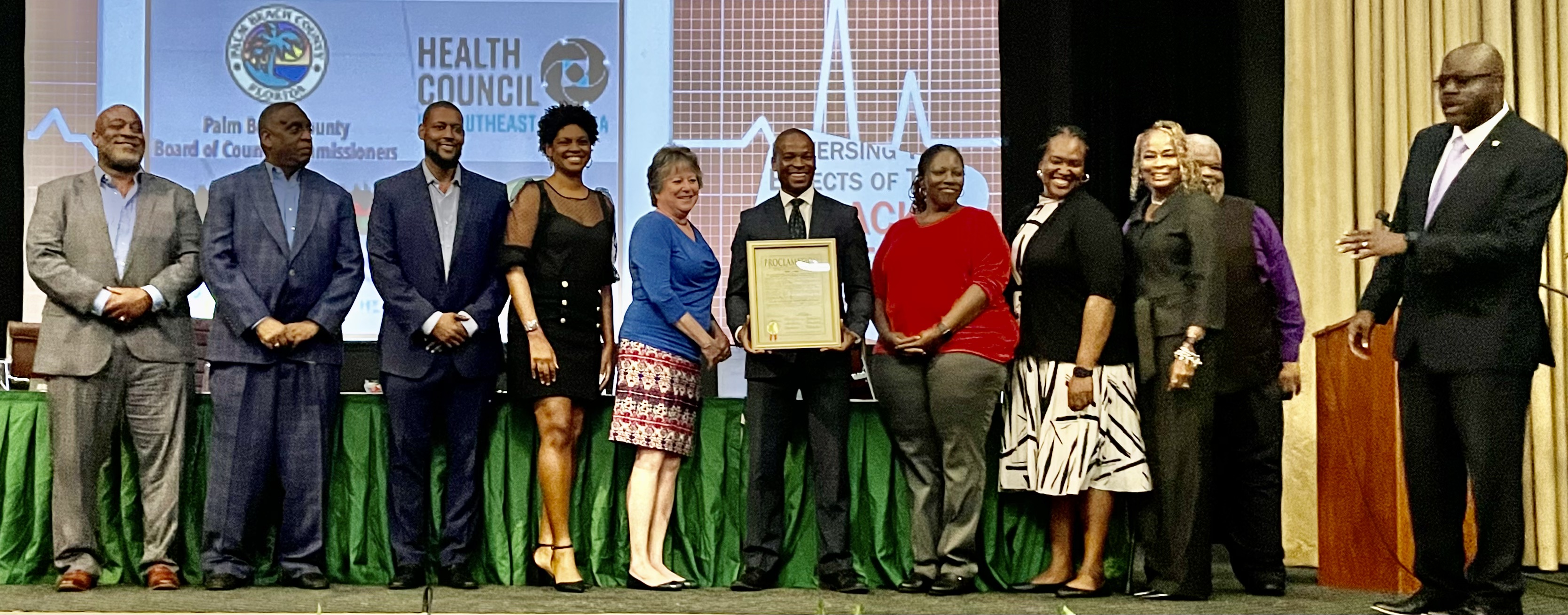 Speakers at a community conversation about the damage of the war on crack cocaine at the Drug Abuse Foundation in Delray Beach.