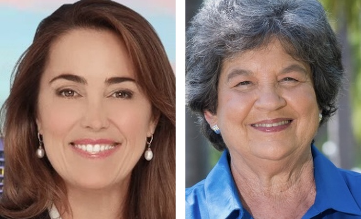 Republican Deborah Adeimy, left, and Democrat Lois Frankel are running for Congress in Donald Trump's district. (Screenshots: Campaign websites)
