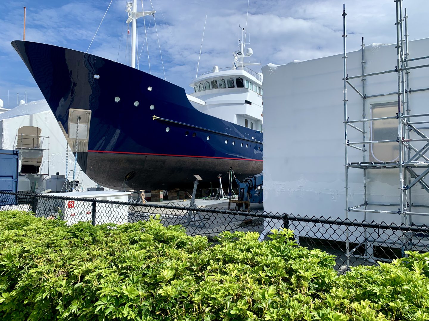 Shrink-wrapped yacht