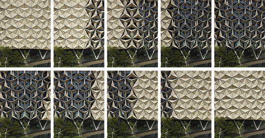 Mashrabiya' facade at Al Bahr Towers, Abu Dhabi, UAE. Architecture: Aedas UK. Image © Christian Richters