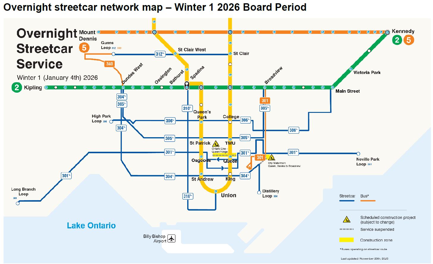 TTC Service Changes Effective January 4 2026 Steve Munro 20260104 