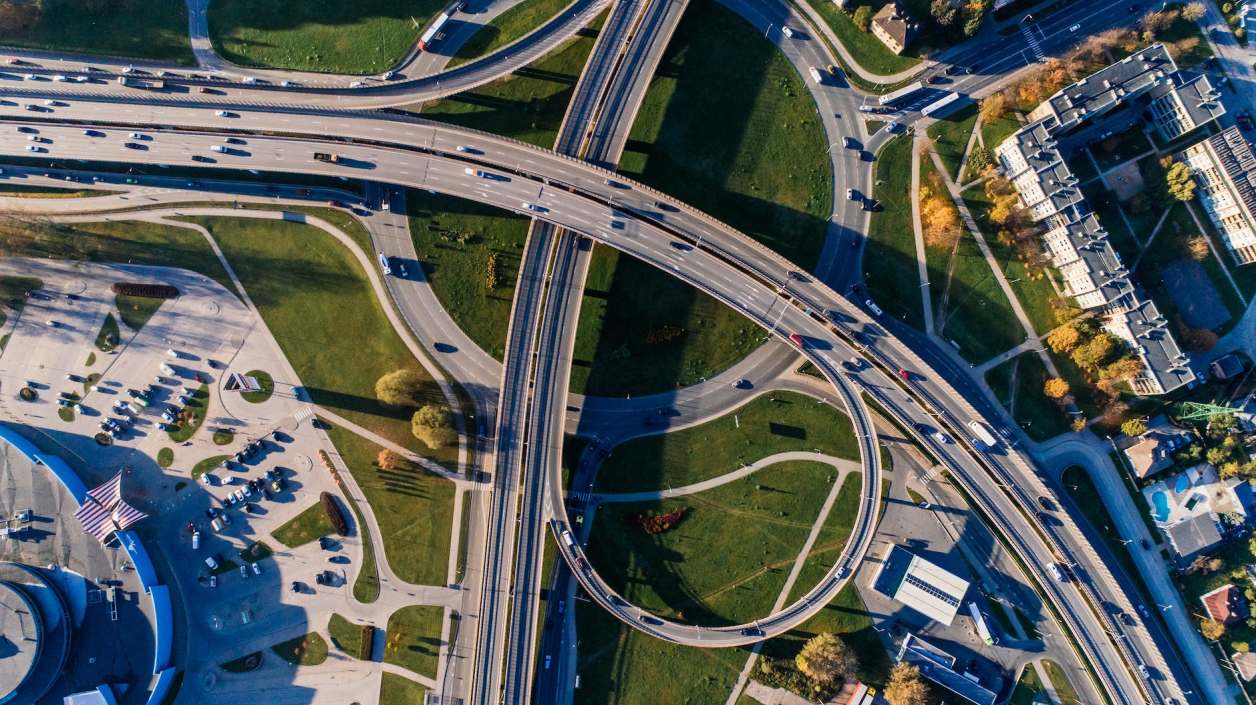 aerial photography of concrete bridge