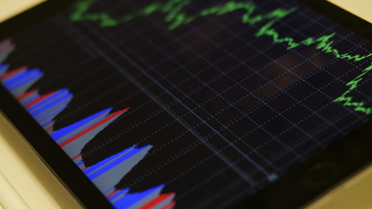 black blue and red graph illustration